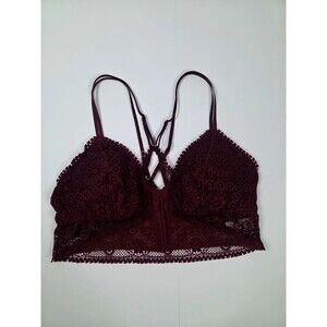 Aerie Burgundy Bralette Strappy Cropped Top Large